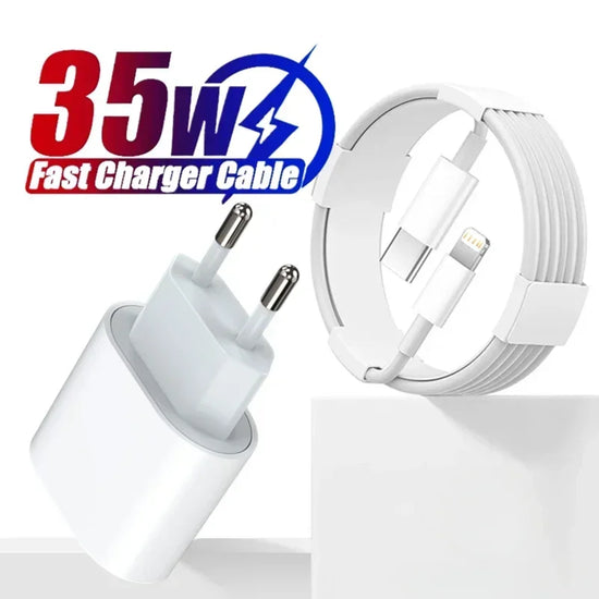 35w PD Fast Charger for iPhone 13 Pro 14 Plus 11 12 mini XS Max XR X iPad Air Quick Charging Cable USB-C Power Adapter