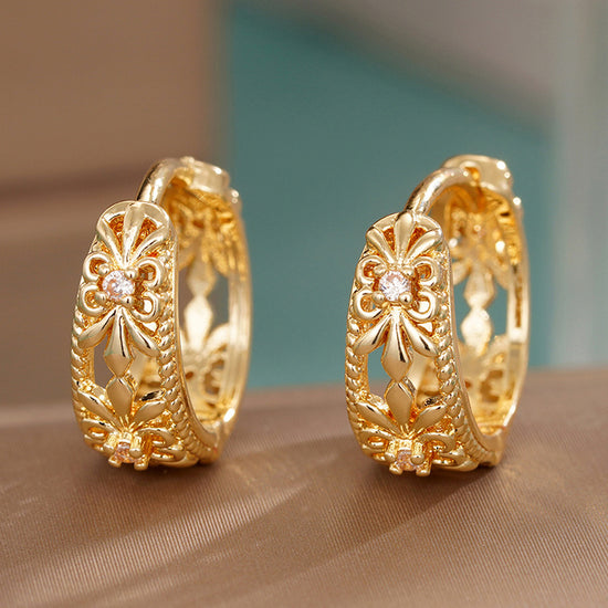 Womens Metal Cutout Flower Earrings